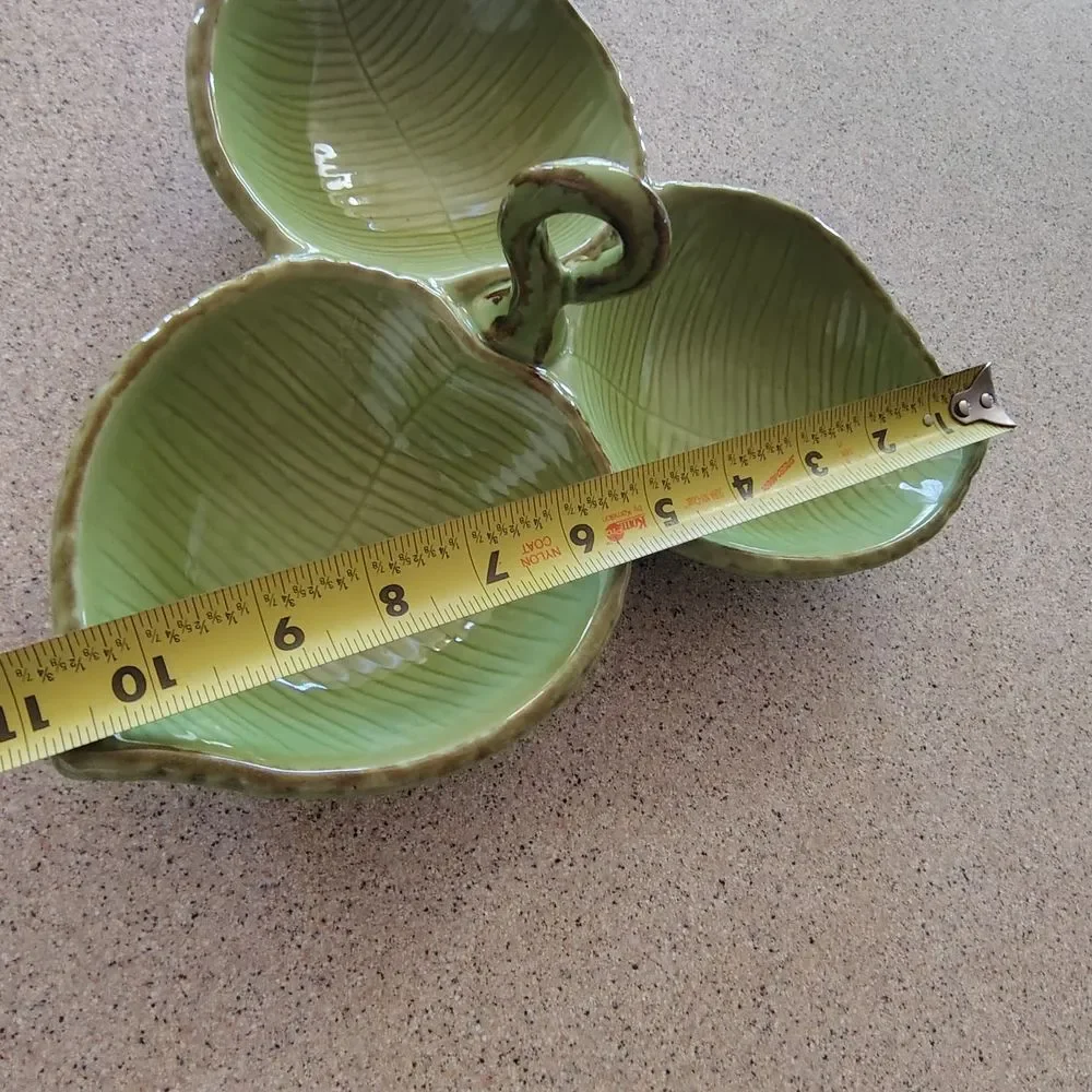 Pottery Barn Green Leaf Ceramic Dish